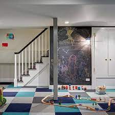 playroom blue and gray carpet tiles
