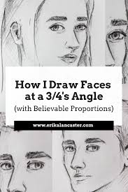 how to draw faces at a 3 4 s angle
