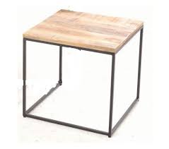 Side Table Mango Wood Metal Square