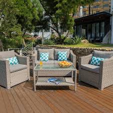 Sign up to receive our latest deals and get a 10% off coupon. Cosiest Patio Furniture Set 4 Piece Sectional Sofa With Cushions Overstock 31481172