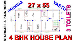 27 X 55 South Face 4 Bhk House Plan As