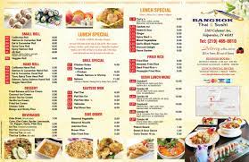 bangkok thai and sushi menus in