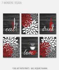 rustic red gray kitchen wall art eat