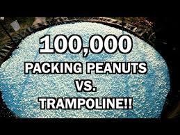 Trampoline Vs 100 000 Packing Peanuts Joogsquad Ppjt Youtube