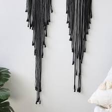 black macrame wall hanging tapestry