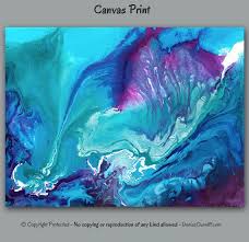 Abstract Watercolor Canvas Art Teal