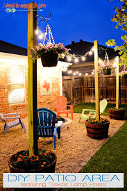 diy patio area with texas lamp posts