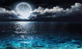 moon night sea sky hd wallpaper
