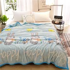 2018 Light Blue Cartoon Soft Summer Print Thin Blanket Little Throws Coral Fleece Microfiber Plaids Bedsheet Polyester Fuzzy White Blanket Wool Blankets Online From Curteney 18 54 Dhgate Com