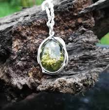 green amber pendant necklace handmade