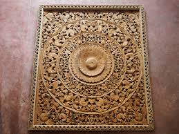 Large Hand Carved Wooden Wall Panel