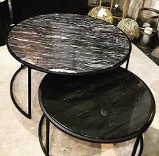Elle round marble nest coffee tables. Black Marble Nest Of 2 Coffee Tables Halidon Home Furniture Home Interiors Shop Edinburgh
