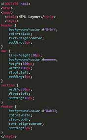 html layout elements and coding exle