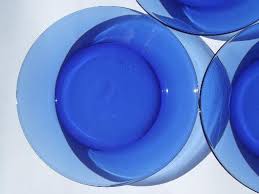 Vintage Cobalt Blue Glass Plates Salad