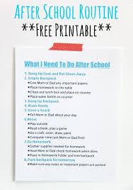 After School Routine Free Printable After School Routine