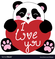 cute little panda with and text i
