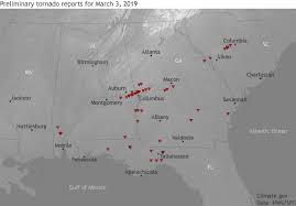 Map of the 60.13 mile long tornado track. Early March 2019 Tornado Outbreak Ravages Parts Of U S Southeast Noaa Climate Gov