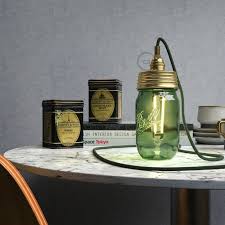Golden Metal Mason Jar Pendant Lighting Kit With Cylindrical Strain Relief And E14 Brass Metal Lamp