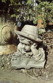 Little Boy Reading Garden Sculpture
