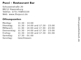 Things to do in ravensburg, germany: á… Offnungszeiten Pucci Restaurant Bar Schussenstrasse 20 In Ravensburg