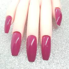 fuchsia pink solid long coffin nail set