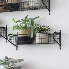 Black Wire Wall Mounted Basket Shelf
