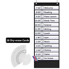 Eamay Daily Schedule Pocket Charts Teaching Scheduling Pocket Chart Hanging File Organizer With 18 Dry Erase Cards Educational Tool For Classroom