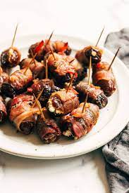 bacon wrapped dates with goat cheese