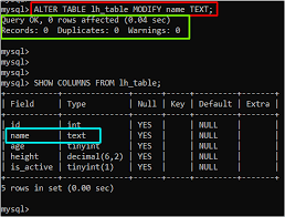 how to change the column type in mysql