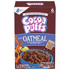 cocoa puffs instant oatmeal chocolately