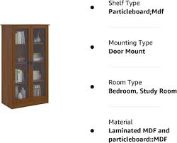 4 Shelves Bookcase With Glass Doors
