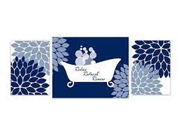bathroom wall art navy and white