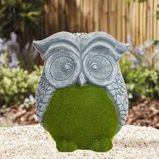 15cm Flocked Grass Effect Owl Garden