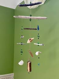 Driftwood Sea Glass Wind Chime Handmade