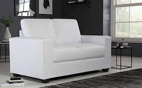 mission white leather 2 seater sofa