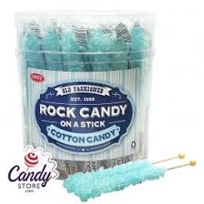 Light Blue Rock Candy Crystal Sticks Cotton Candy 36ct Jar