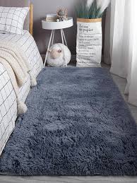 1pc solid color grey plush rug modern