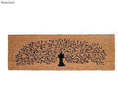 tree printed natural coir doormat