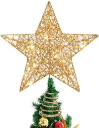 Medium 11 inch christmas tree star natural wood and twine / christmas tree topper sticks branches primitive eco friendly woodland decor. Amazon Com Stobok Christmas Tree Topper Christmas Decorations Colorful Lighted Xmas Tree Star For Christmas Tree Ornament Party Decoration 12 Inch Golden Home Kitchen