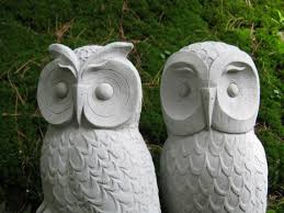 owls cast stone garden owl statues two