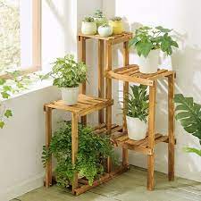 pine wood plant stand flower shelf