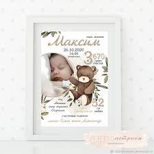 Детская метрика-постер (5 дизайнов в карусели) в интернет-магазине Ярмарка  Мастеров по цене 250 ₽ – OO0PSRU | Метрики детские, Клин - доставка по  России
