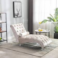 beige velvet upholstered tufted ons chaise lounge chair indoor for bedrooom living