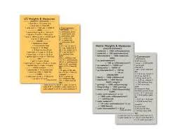 Details About 2 Cards Quik Ref Us Metric Weights Measures Conversions Wallet Cards 2