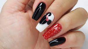Minnie Mouse nails art tutorial / Charbonne - YouTube