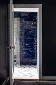 Shower With Cobalt Blue Glass Tiles