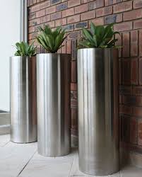 modern stainless steel planters steel