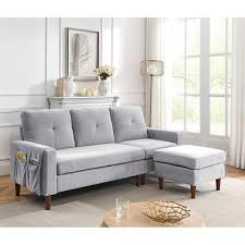 Chenille L Shape Sectional Sofa With
