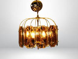 Vintage Amber Glass Pendant Light