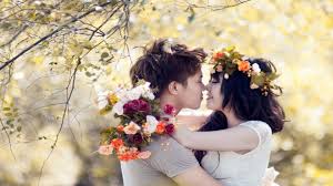 love couple kissing in garden hd